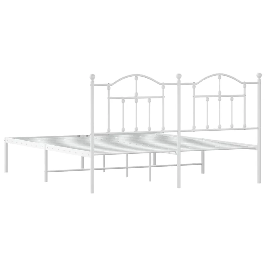 Cadre de lit métal sans matelas et tête de lit blanc 180x200 cm - 7