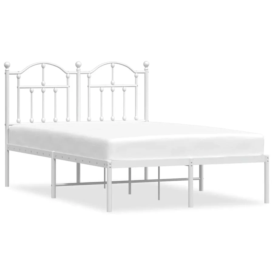 Cadre de lit métal sans matelas et tête de lit blanc 120x200 cm - 2
