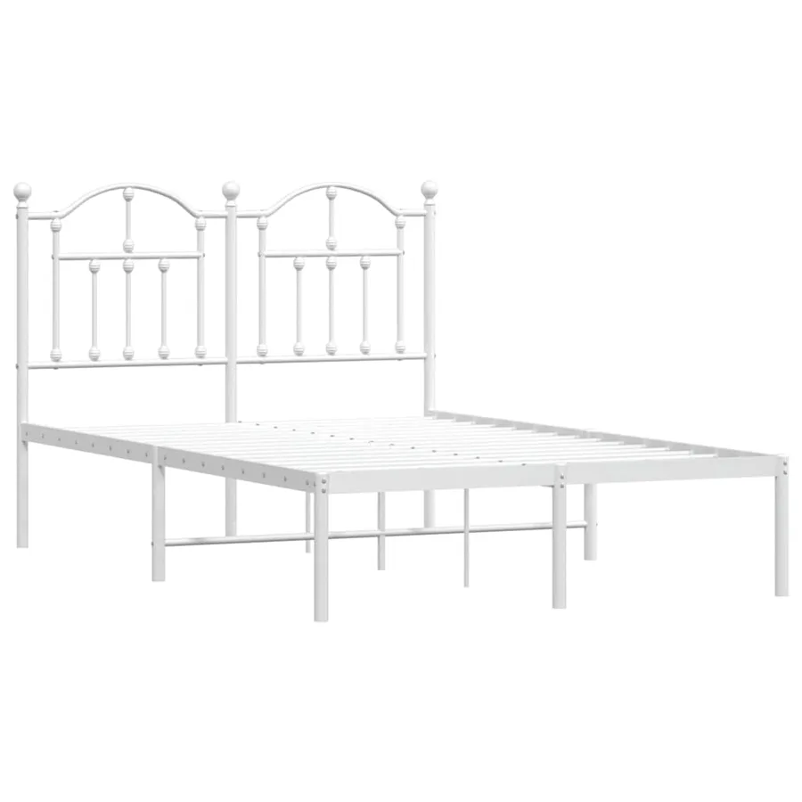 Cadre de lit métal sans matelas et tête de lit blanc 120x200 cm - 3
