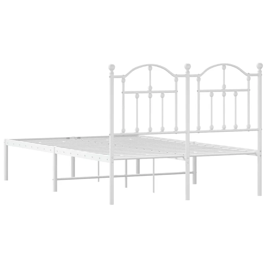 Cadre de lit métal sans matelas et tête de lit blanc 120x200 cm - 7