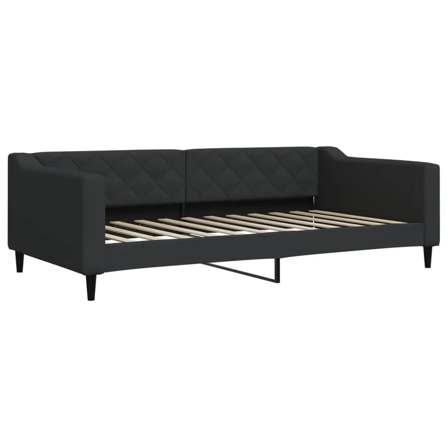 Lit de jour avec matelas noir 100x200 cm tissu - 3