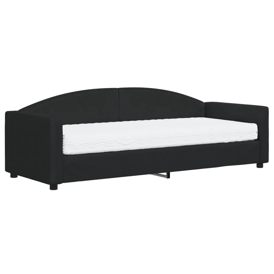 Lit de jour avec matelas noir 80x200 cm tissu - 2