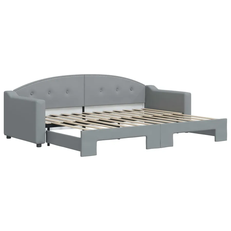 Lit de jour avec gigogne sans matelas gris clair 80x200 cm - 2