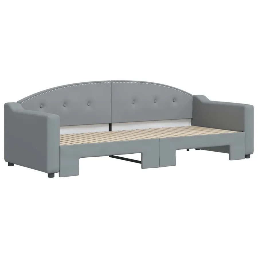 Lit de jour avec gigogne sans matelas gris clair 80x200 cm - 3