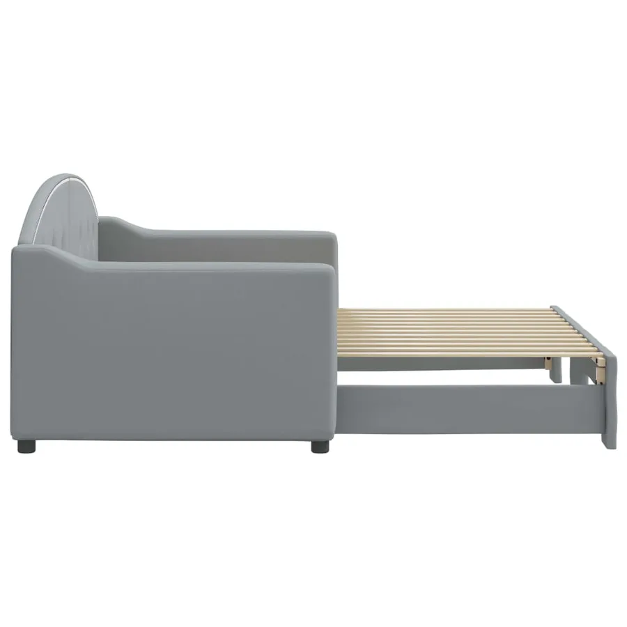 Lit de jour avec gigogne sans matelas gris clair 80x200 cm - 4