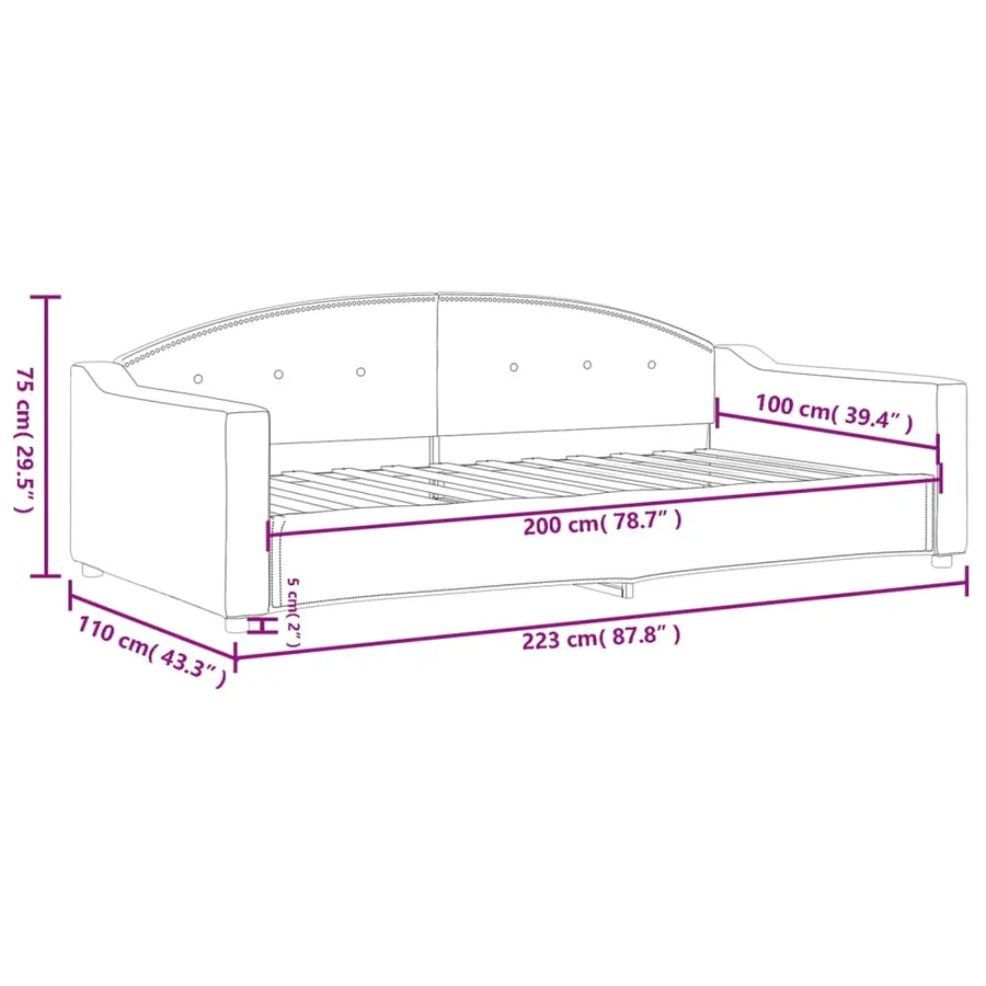 Lit de repos taupe 100x200 cm tissu - 8