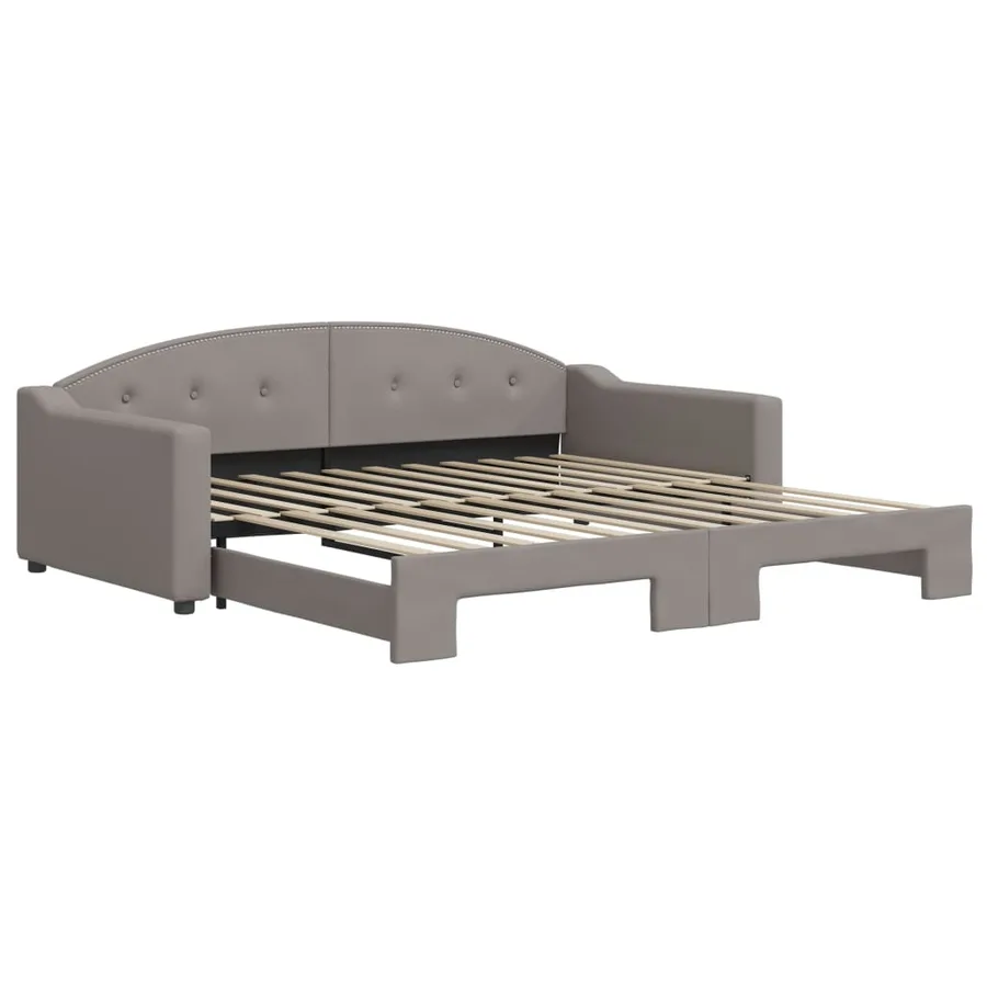 Lit de jour avec lit gigogne taupe 100x200 cm tissu - 2