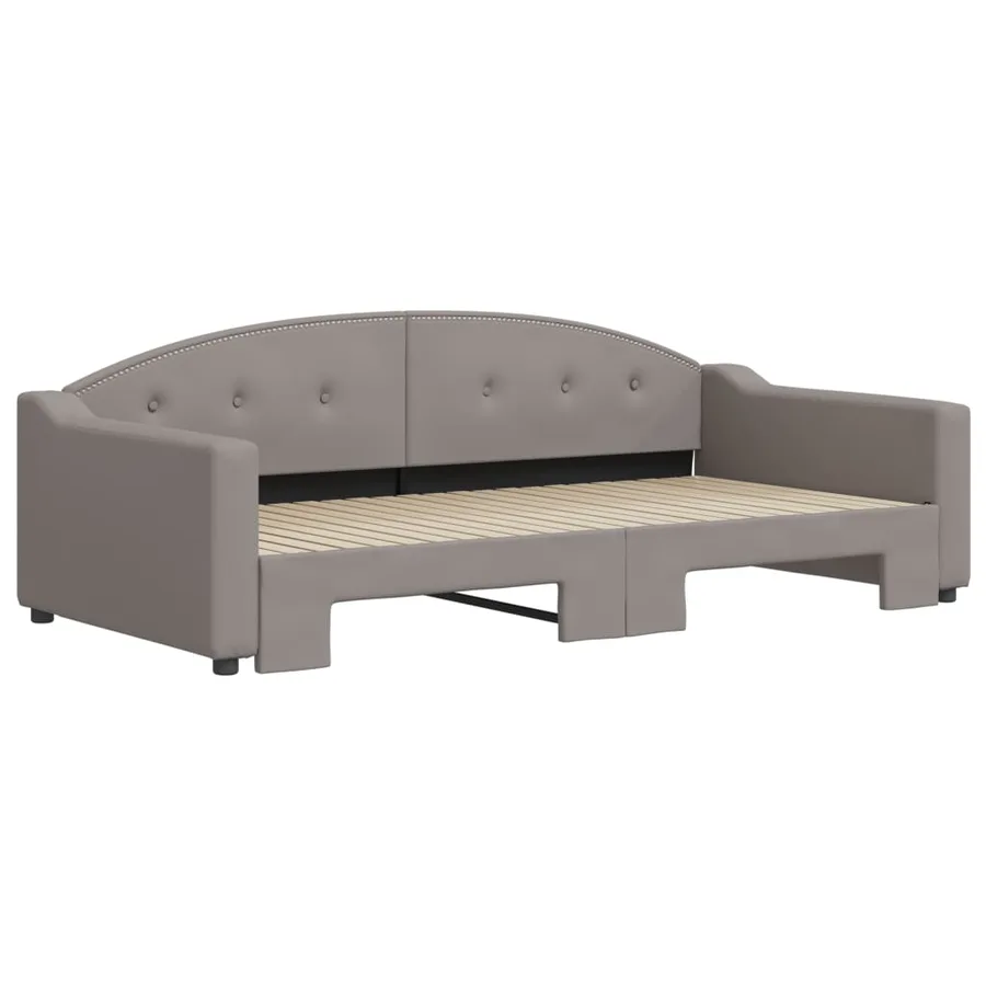 Lit de jour avec lit gigogne taupe 100x200 cm tissu - 3