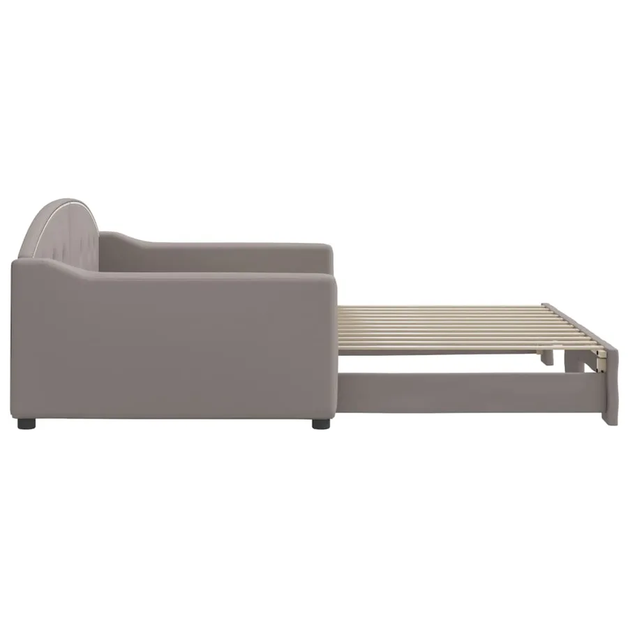 Lit de jour avec lit gigogne taupe 100x200 cm tissu - 4