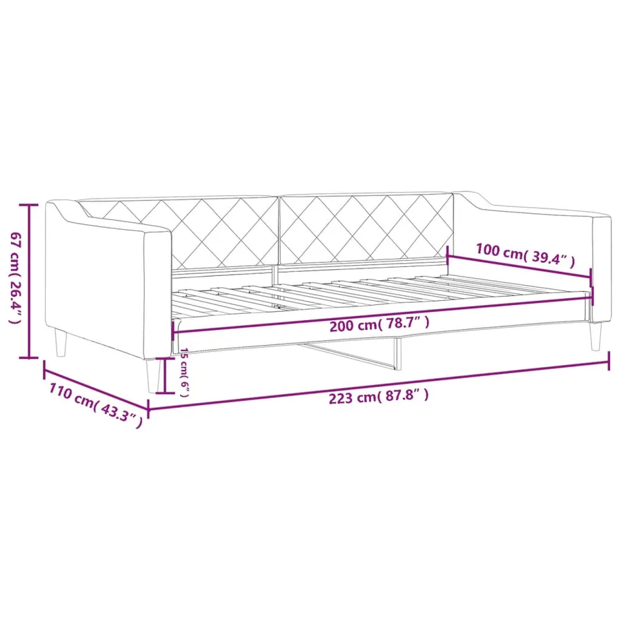 Lit de repos gris clair 100x200 cm tissu - 8