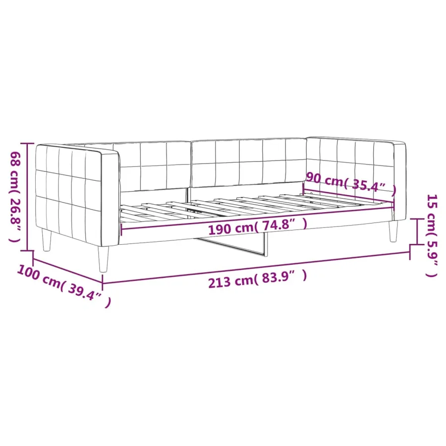 Lit de repos sans matelas noir 90x190 cm velours - 8