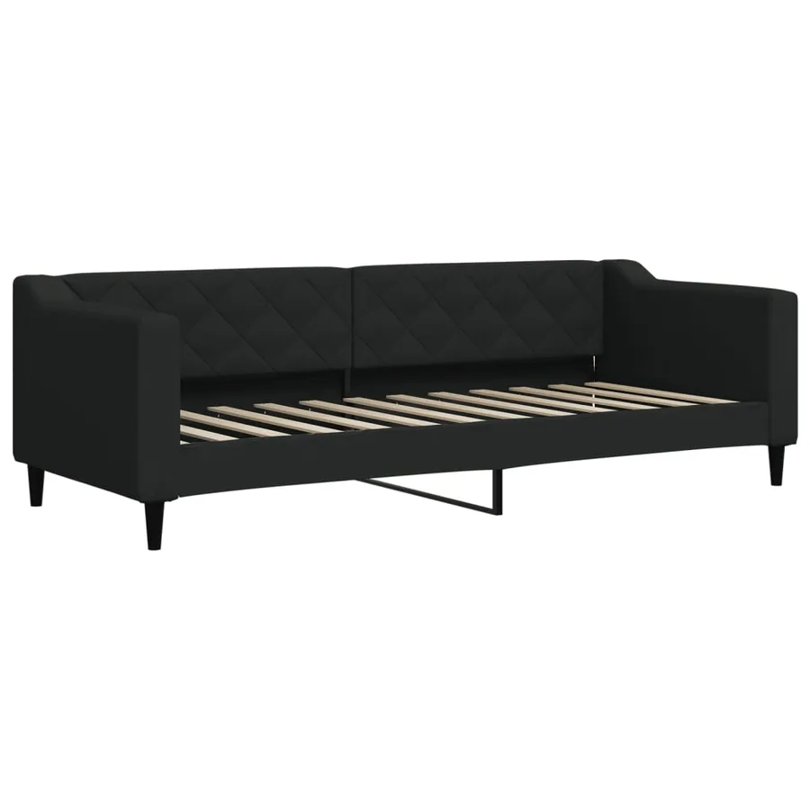 Lit de jour avec lit gigogne et matelas noir 80x200 cm tissu - 4