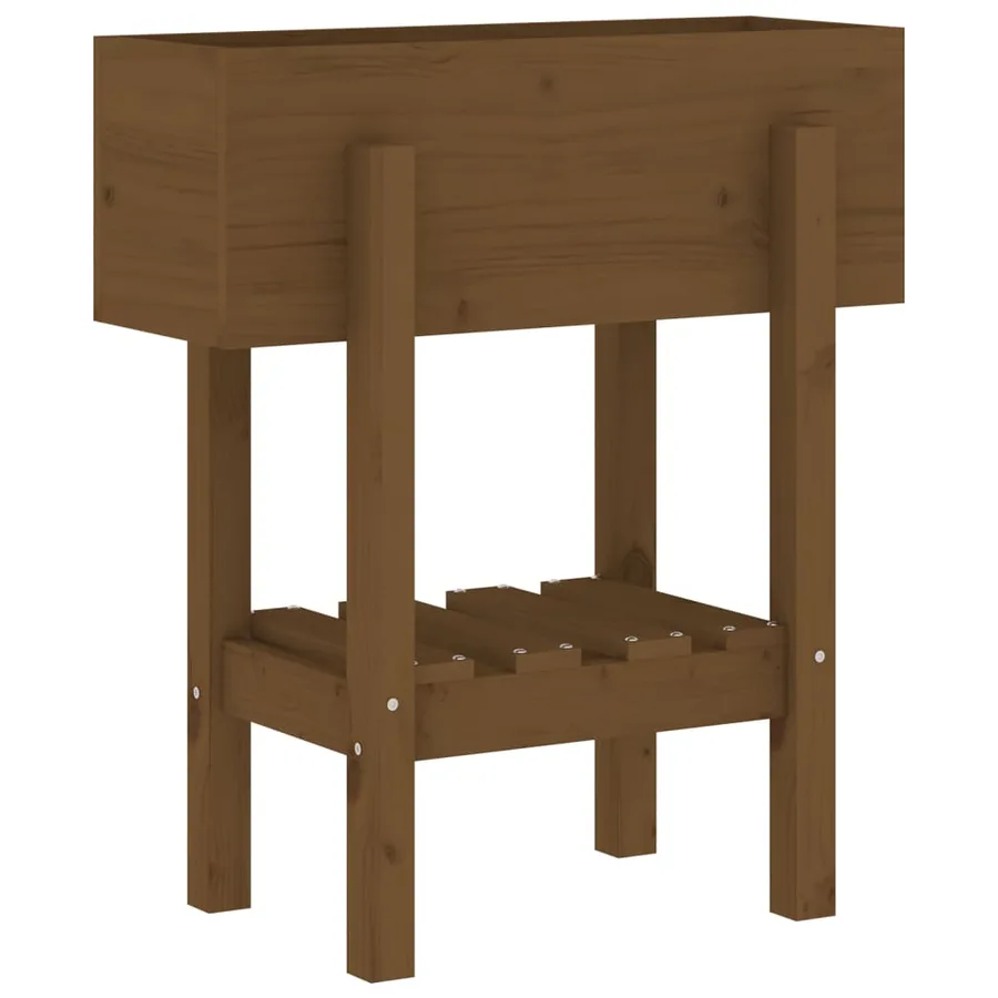 Jardinière marron miel 62x30x69 cm bois massif de pin - 4