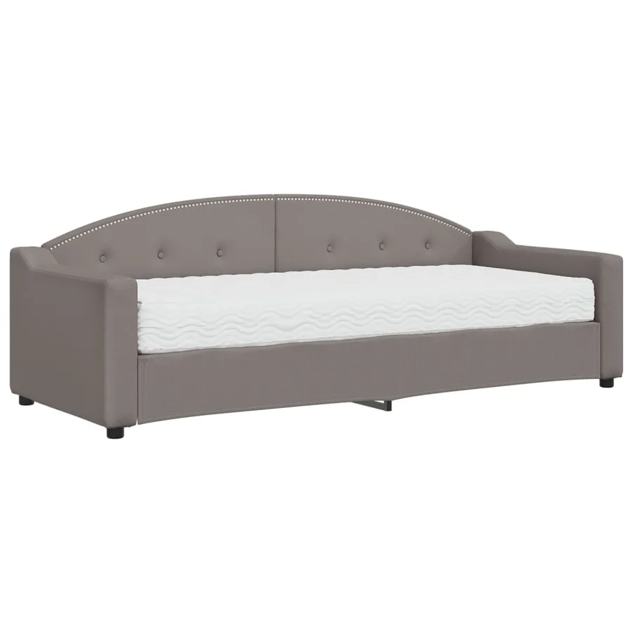 Lit de jour avec matelas taupe 80x200 cm tissu - 2