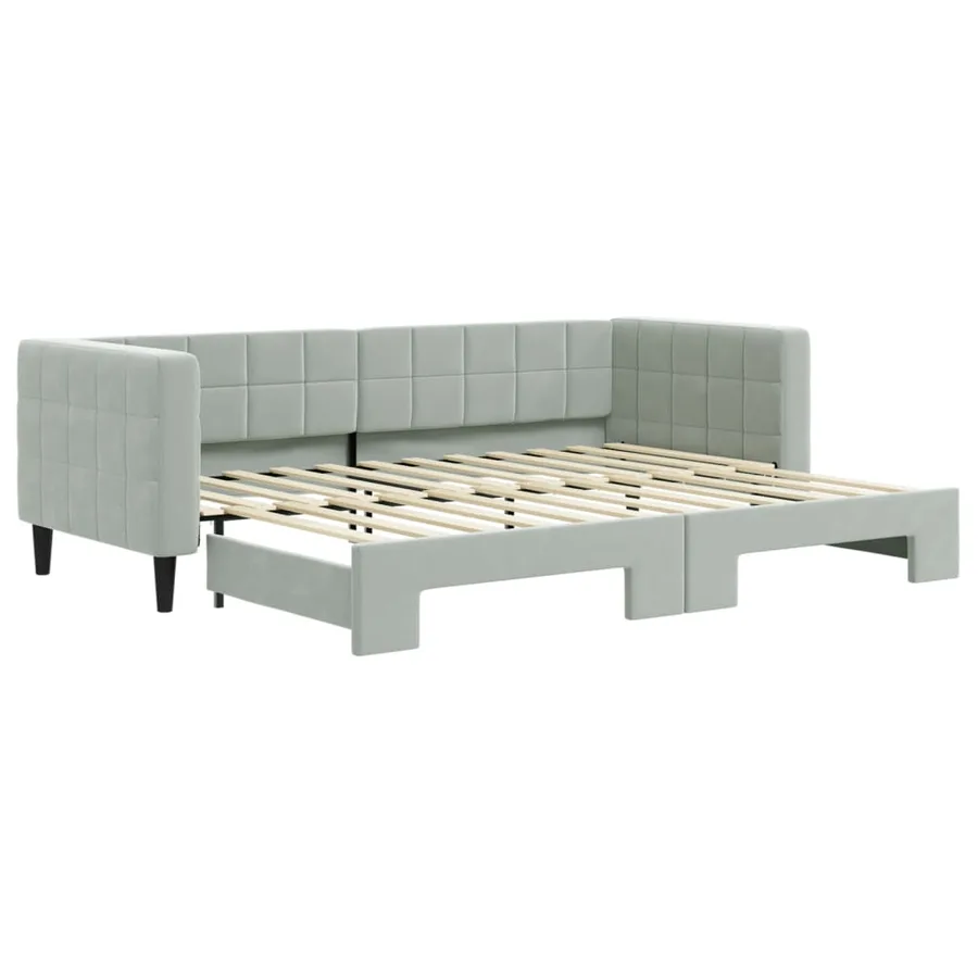 Lit de jour avec gigogne sans matelas gris clair 80x200 cm - 2