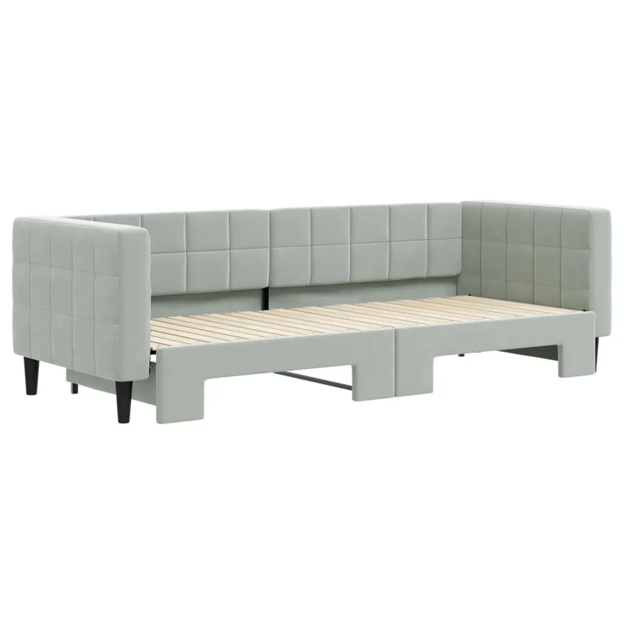 Lit de jour avec gigogne sans matelas gris clair 80x200 cm - 3
