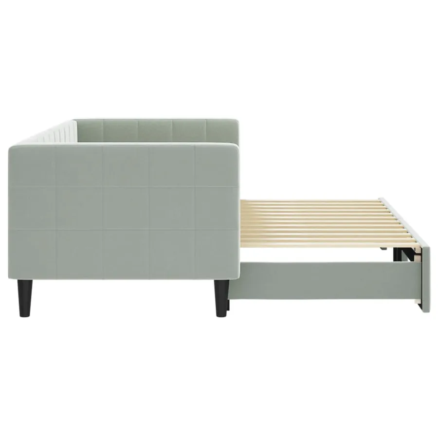 Lit de jour avec gigogne sans matelas gris clair 80x200 cm - 4