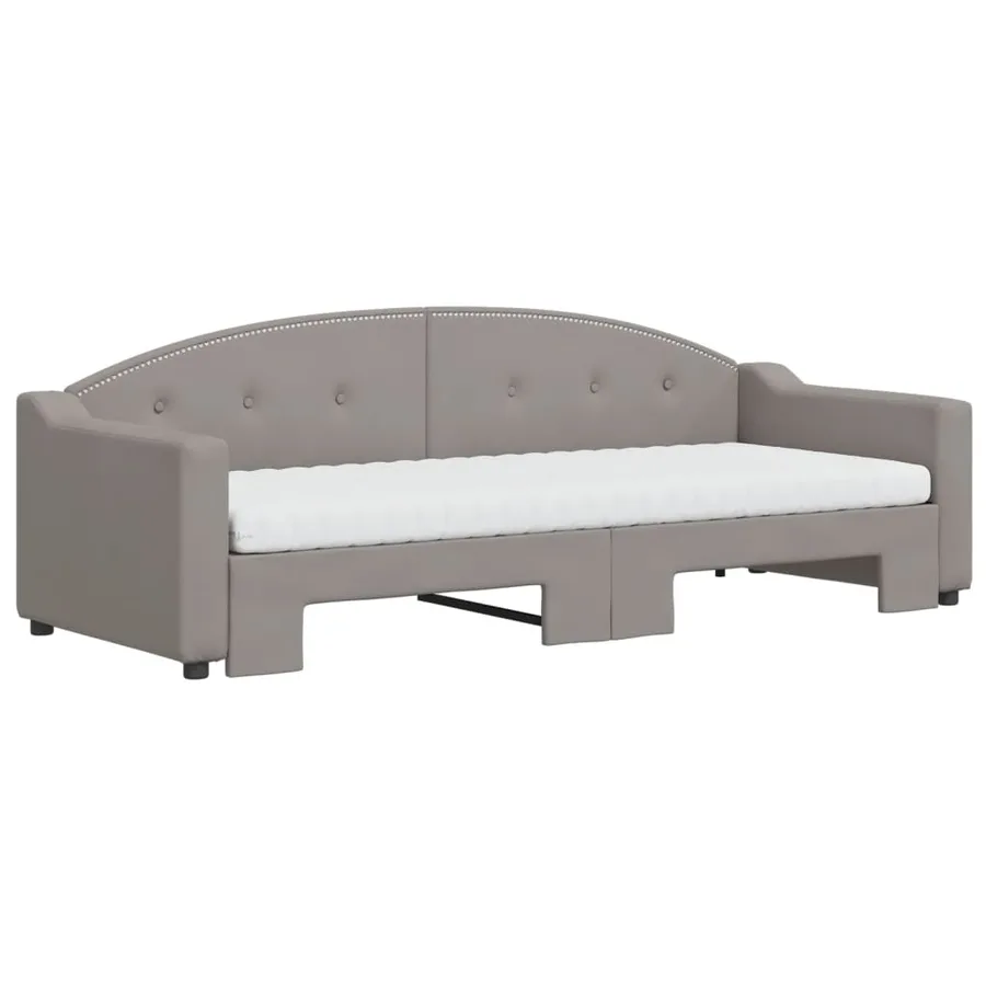 Lit de jour avec gigogne et matelas taupe 80x200 cm tissu - 3