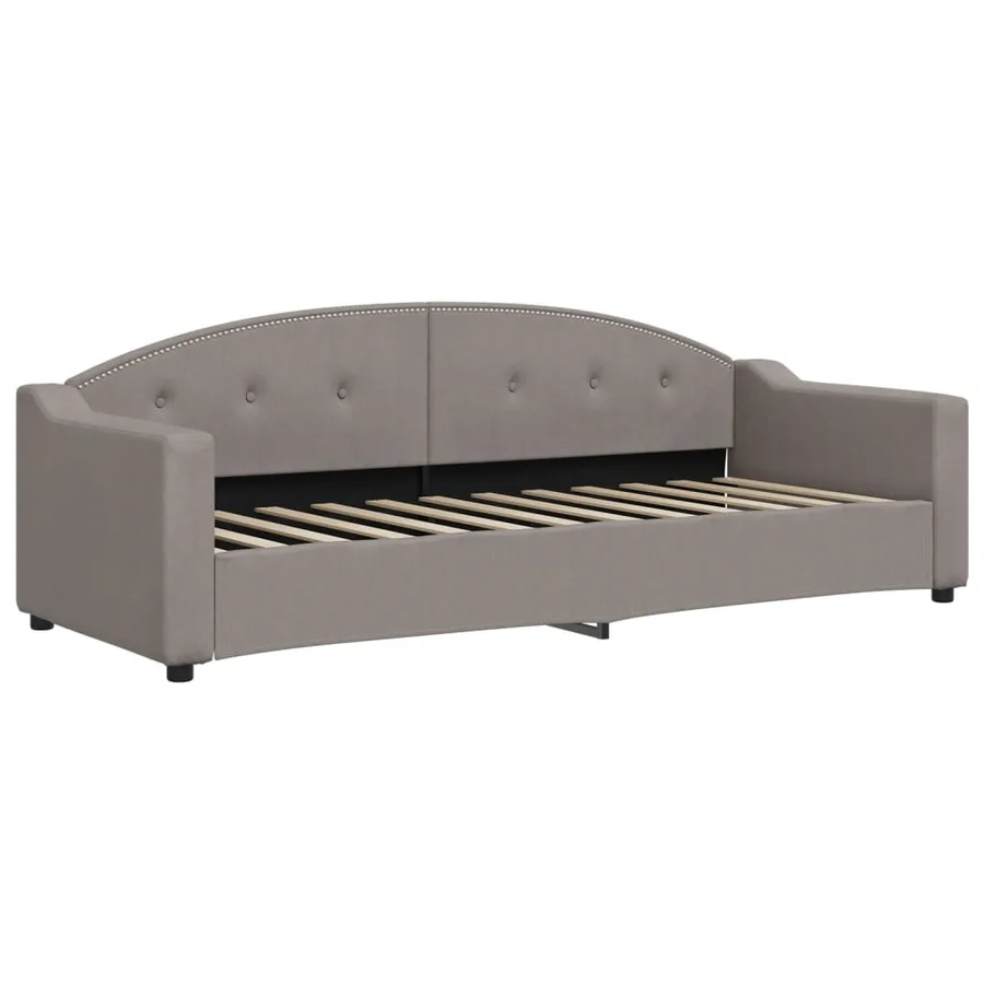 Lit de jour avec gigogne et matelas taupe 80x200 cm tissu - 4