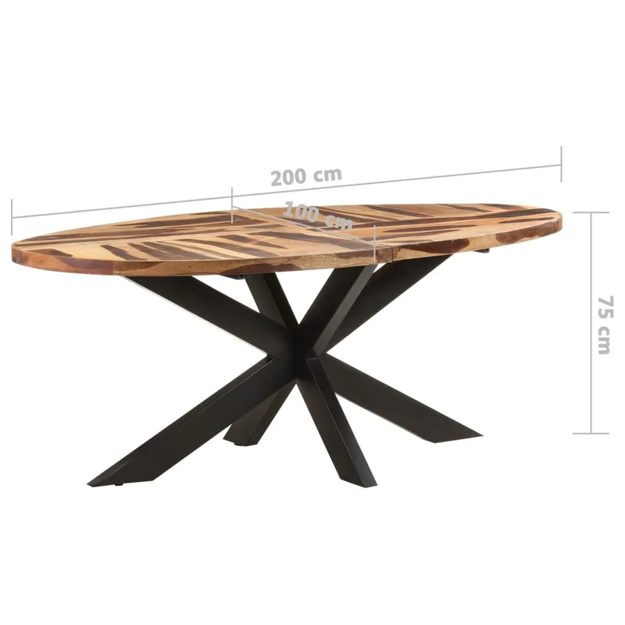 Table à manger ovale 200x100x75 cm Bois d'acacia - 6