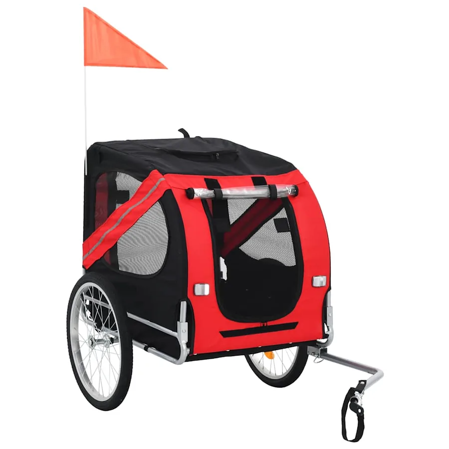 Remorque de vélo pour animaux de compagnie rouge et noir