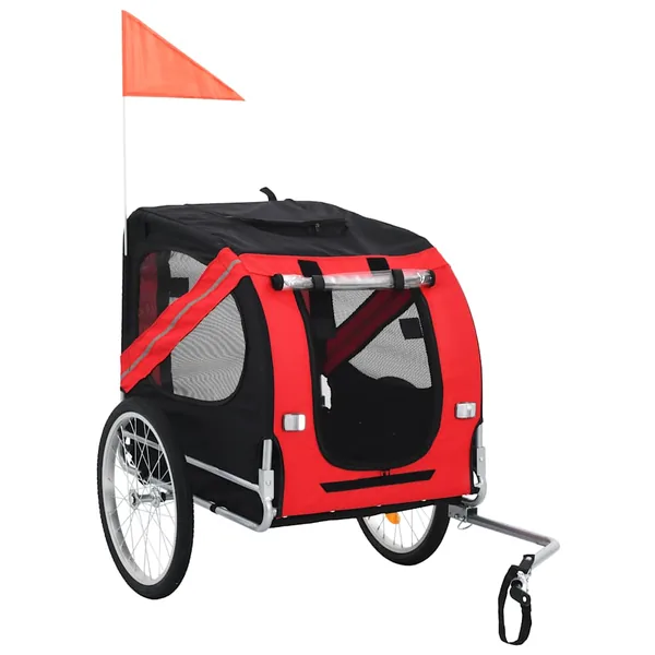 Remorque de vélo pour animaux de compagnie rouge et noir