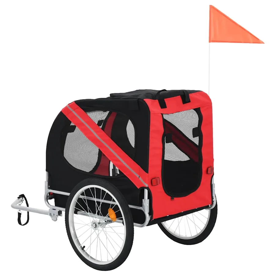 Remorque de vélo pour animaux de compagnie rouge et noir - 3