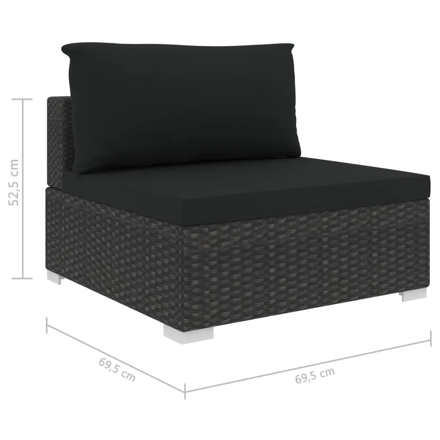 Salon de jardin 11 pcs avec coussins Résine tressée Noir - 10
