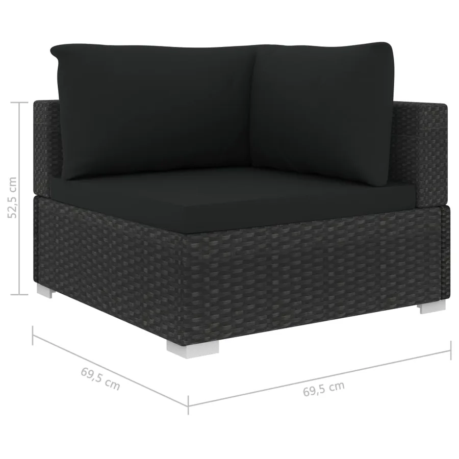 Salon de jardin 11 pcs avec coussins Résine tressée Noir - 9