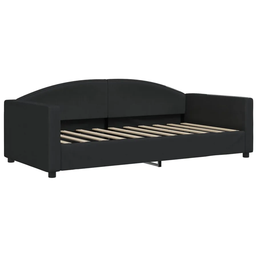 Lit de jour avec lit gigogne noir 90x190 cm tissu - 6