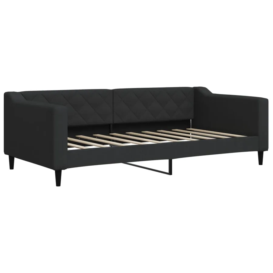 Lit de jour avec matelas noir 90x190 cm tissu - 3