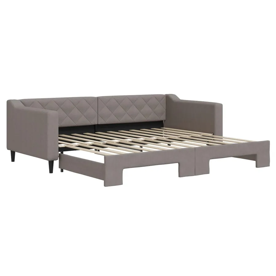 Lit de jour avec gigogne sans matelas taupe 90x200 cm - 2