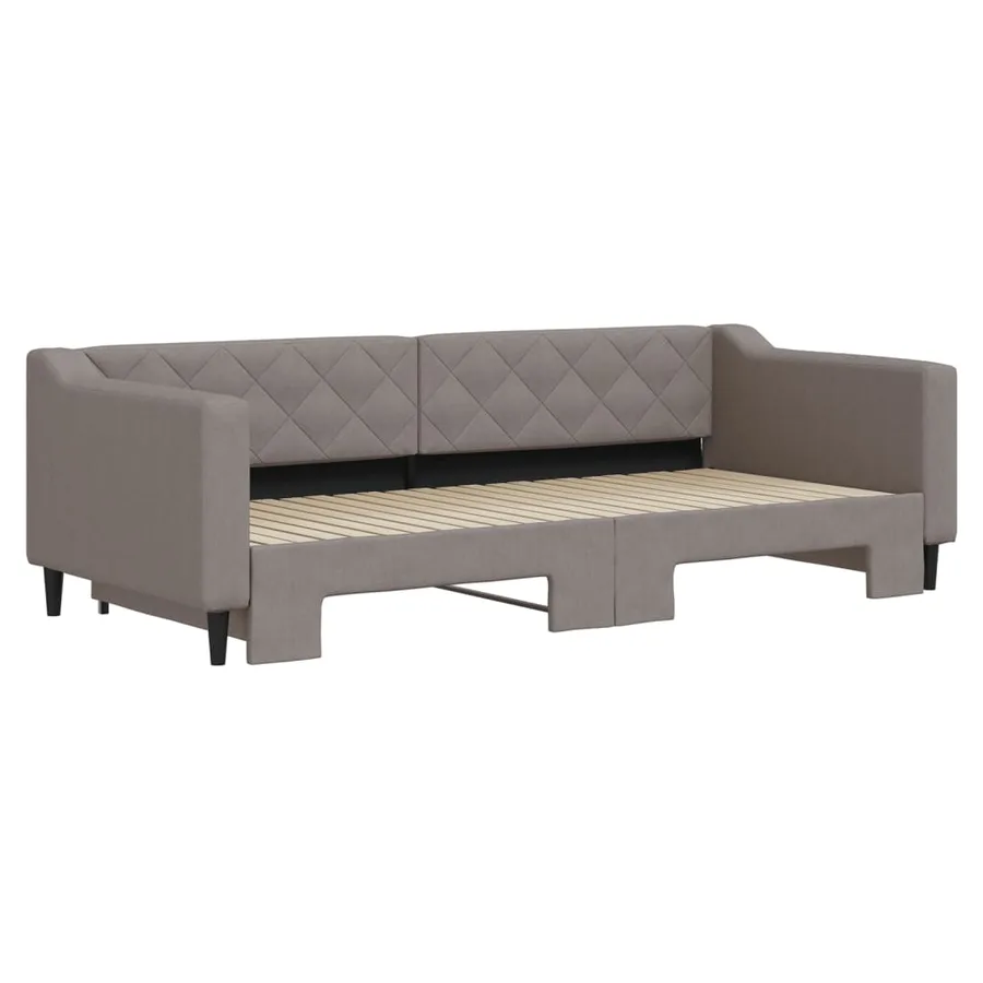 Lit de jour avec gigogne sans matelas taupe 90x200 cm - 3