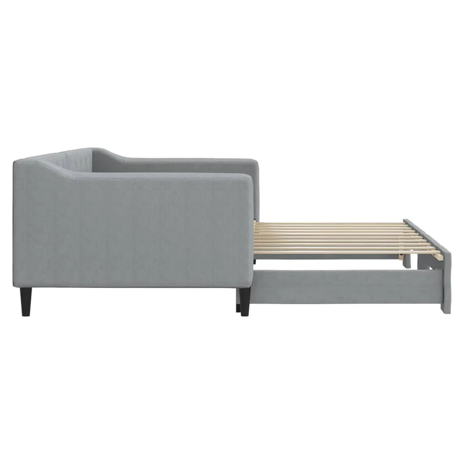 Lit de jour avec lit gigogne gris clair 90x190 cm tissu - 8