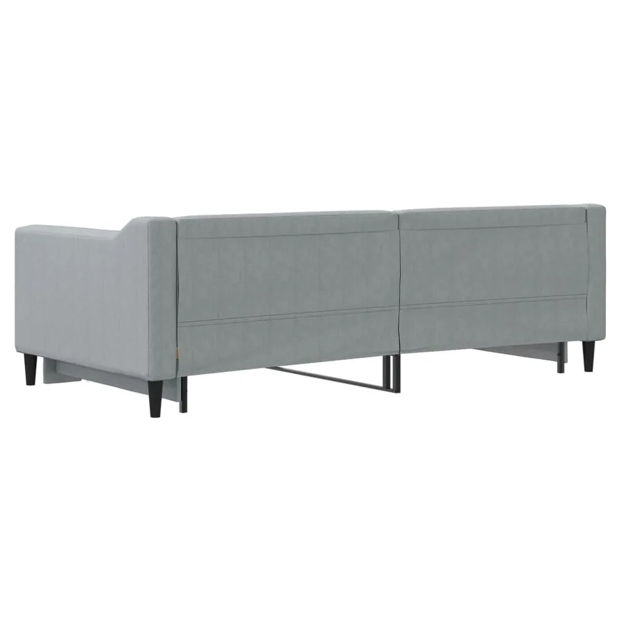 Lit de jour avec lit gigogne gris clair 90x190 cm tissu - 9