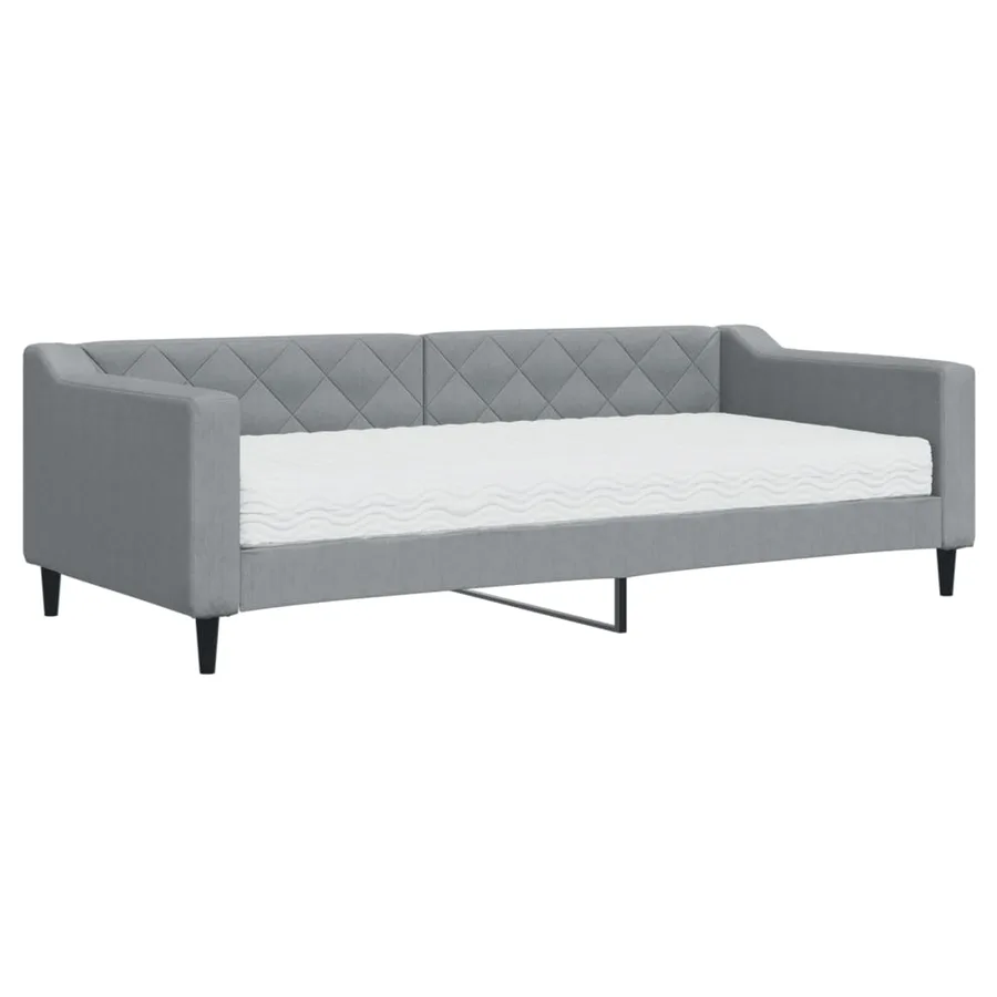 Lit de jour avec matelas gris clair 90x200 cm tissu - 2