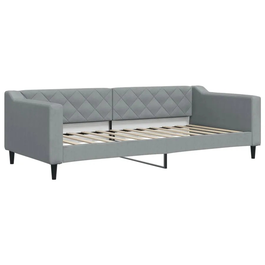 Lit de jour avec matelas gris clair 90x200 cm tissu - 3