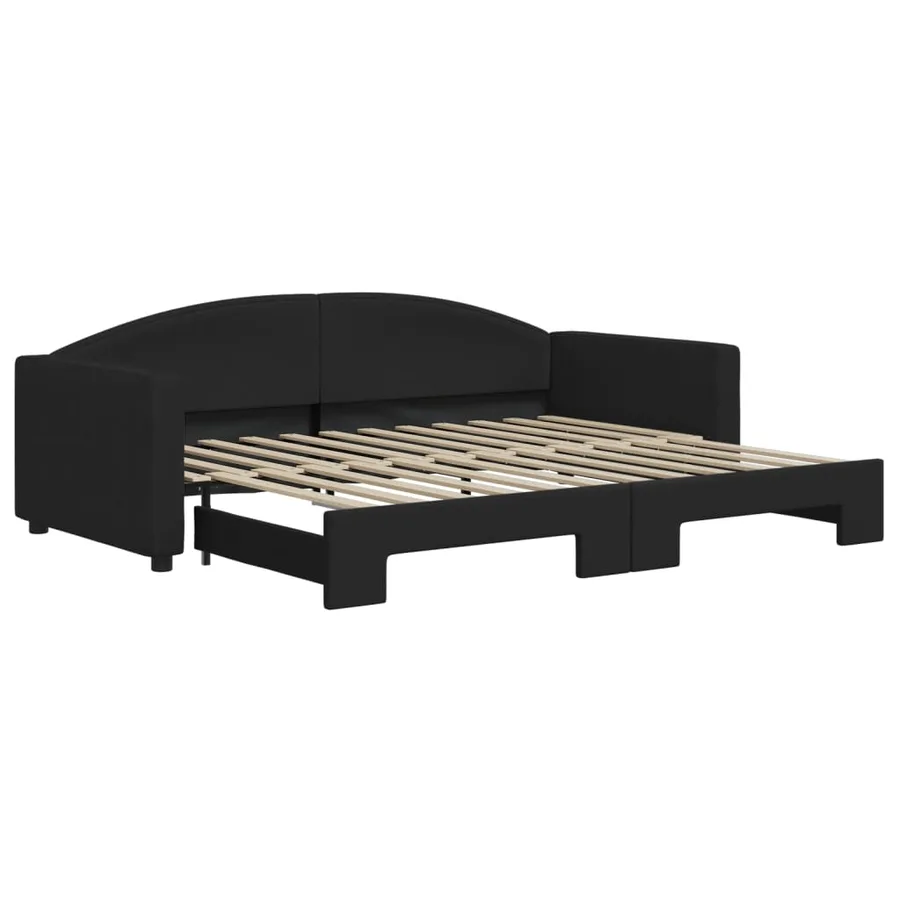 Lit de jour avec gigogne sans matelas noir 90x200 cm - 2