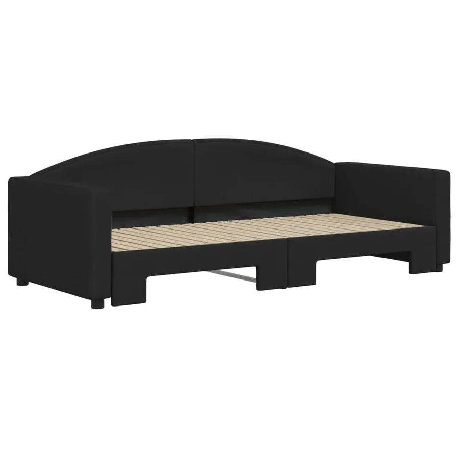 Lit de jour avec gigogne sans matelas noir 90x200 cm - 3