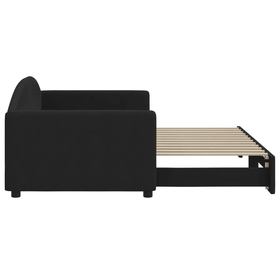 Lit de jour avec gigogne sans matelas noir 90x200 cm - 4