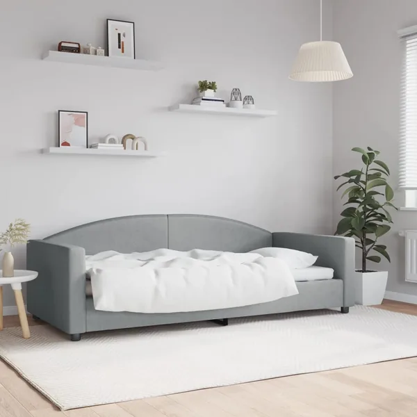 Lit de repos sans matelas gris clair 90x200 cm tissu