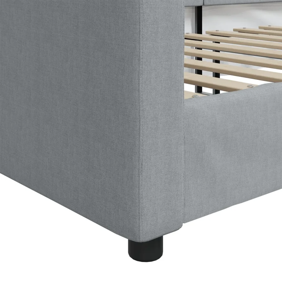 Lit de repos sans matelas gris clair 90x200 cm tissu - 6