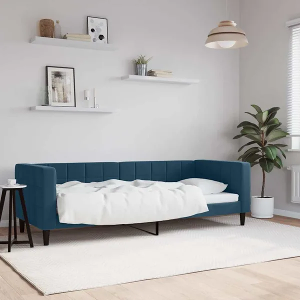 Lit de repos sans matelas bleu 80x200 cm velours
