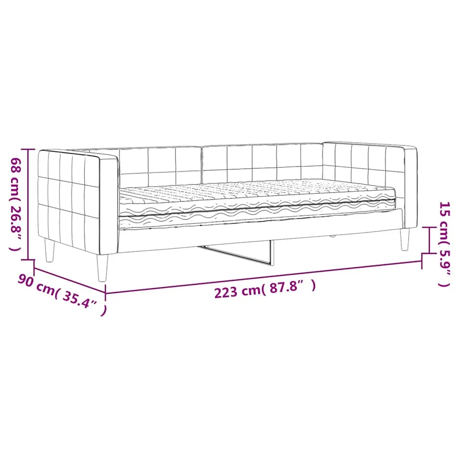 Lit de jour avec matelas bleu 80x200 cm velours - 12