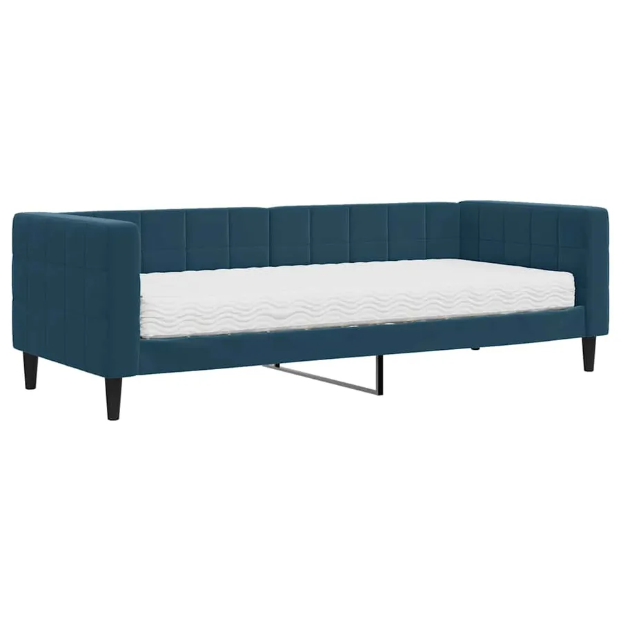 Lit de jour avec matelas bleu 80x200 cm velours - 2