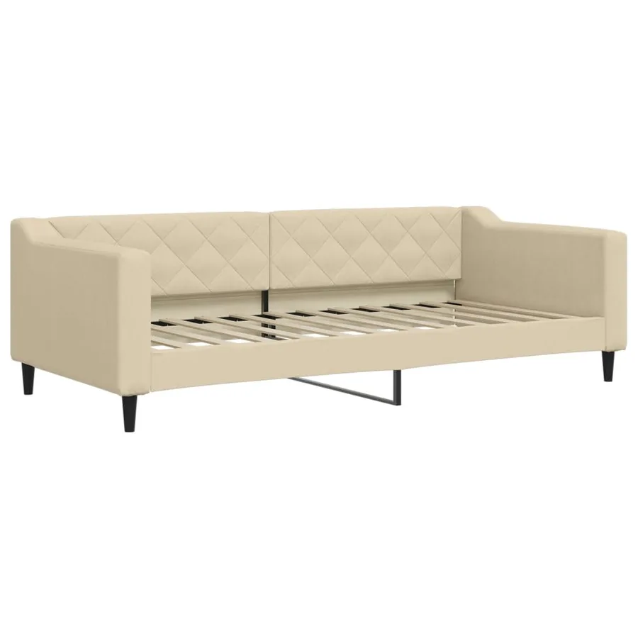 Lit de jour avec gigogne et matelas crème 90x200 cm tissu - 4