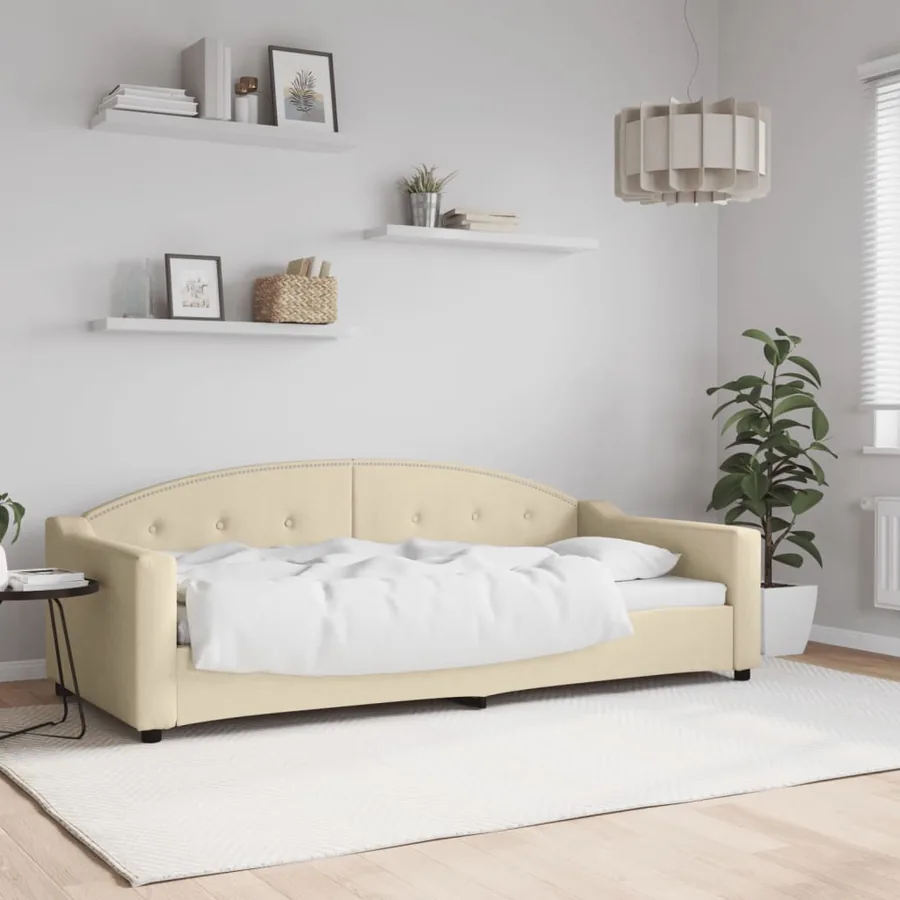 Lit de repos sans matelas crème 90x200 cm tissu