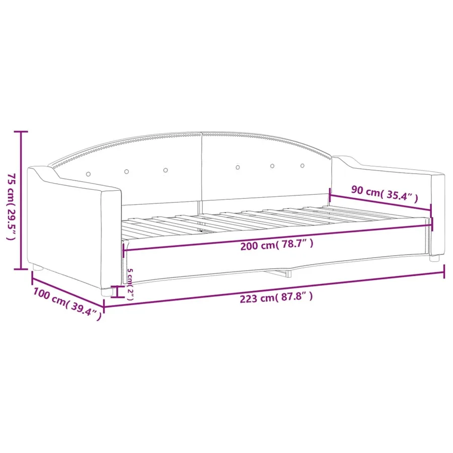 Lit de repos sans matelas crème 90x200 cm tissu - 8