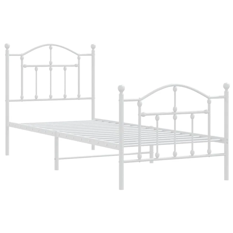Cadre de lit métal sans matelas avec pied de lit blanc 90x200cm - 3