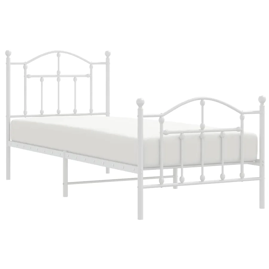 Cadre de lit métal sans matelas avec pied de lit blanc 90x200cm - 4